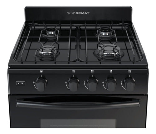 Cocina Multigas Ormay Vita Negro 4 Hornallas 91l Clase A - Negro