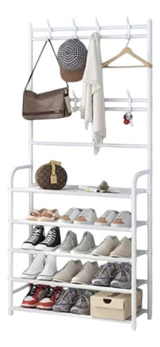 Perchero Multifunción Para Zapatos Sombreros 168cm Blanco Blanco