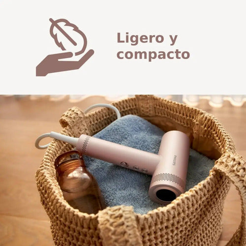 Secador De Pelo Philips Iónico Serie 8000 Bhd837 Motor Bldc Rosa Pálido