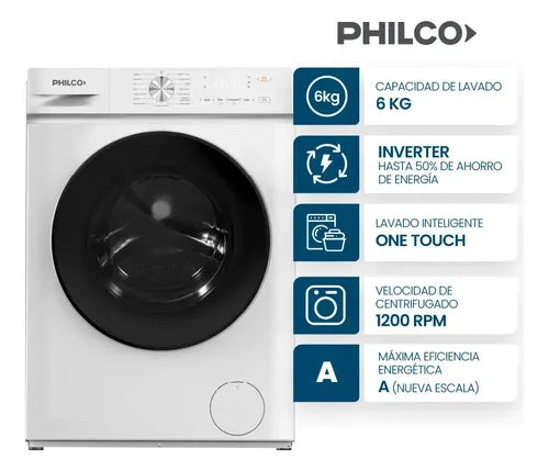 Lavarropas Philco 6 Kg Carga Frontal Inverter Blanco