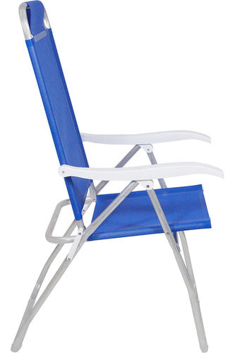 Reposera De 4 Posiciones Bel Aluminio Poliester Pvc Azul Azul