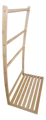 Toallero De Pie Para Baño 3 Cilindros Madera Altura 90cm Marrón Claro