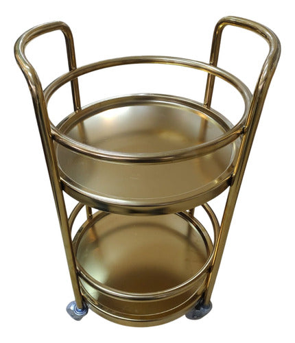 Mesa Carro Bar De Metal 2 Niveles Con Ruedas Tm Dorado Cs Dorado Oscuro