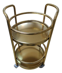 Mesa Carro Bar De Metal 2 Niveles Con Ruedas Tm Dorado Cs Dorado Oscuro
