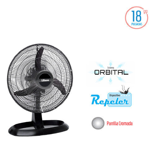 Turboventilador Liliana 18 Pulgadas Votr18 De 75watts 45.72 Cm Negro Negro Plástico 3