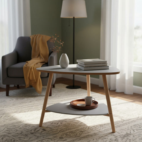 Mesa Ratona Triangular Escandinava Blanca Madera Aglomerado Blanco