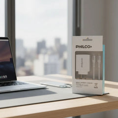 Cargador Dual De Pared Philco 65w Usb-c Usb-a C/cable Usb-c Blanco