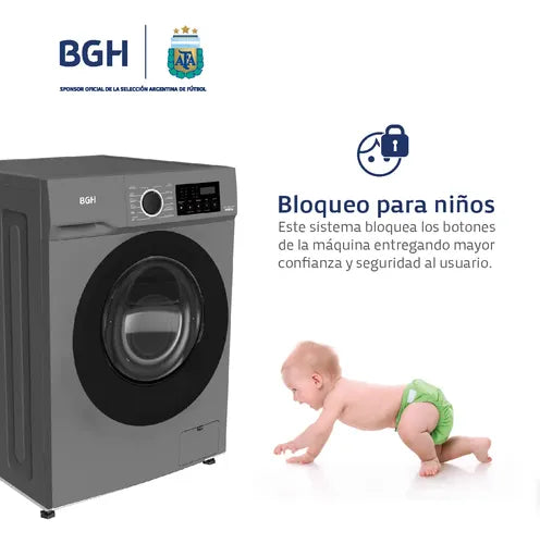Lavarropas Carga Frontal Bgh Bwfe06s24ar Inverter 6kg Cs Gris