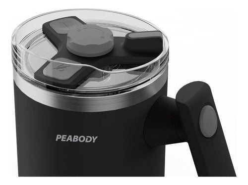 Vaso Térmico Mug Peabody Pemg1200 Negro 1200ml Doble Tapa Cs Negro Lisa