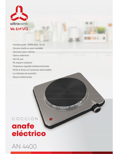 Anafe Eléctrico Ultracomb An-4400 Una Hornalla 1500w Gris