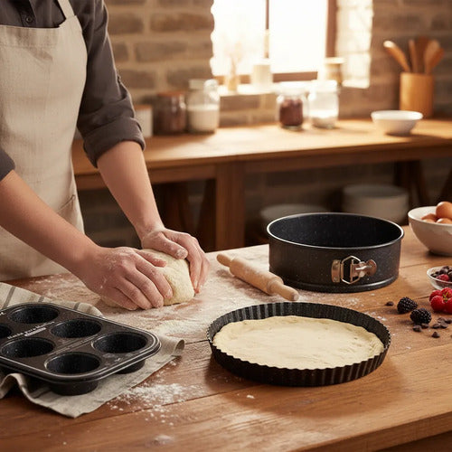 Kit Set Repostero Carol Antiadherente 3p Molde Tarta Muffins