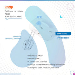 Batidora Kanji De Mano 300w 7v 2lts Blanca Kjh-bl0300hm0b Blanco
