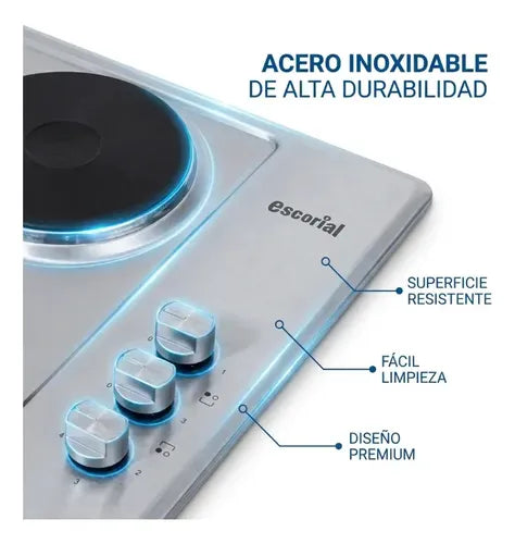 Anafe Escorial Aeho-58 60cm Eléctrico Empotrable Hot Plate Plateado