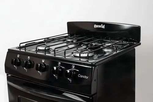 Cocina Negra Escorial Candor S2 Black 4 Hornallas Visor Y Parilla Gas Natural Negro