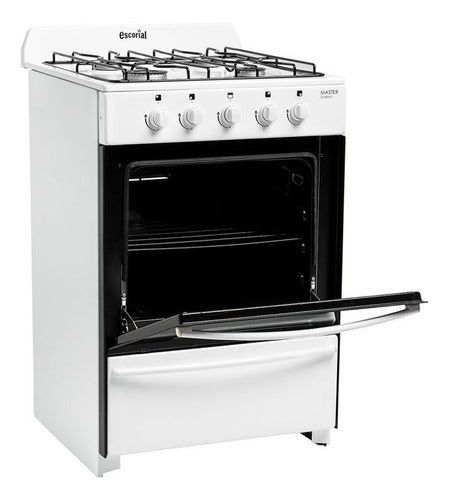 Cocina Escorial Master Classic A Gas Natural 4 Hornallas Blanca Puerta Con Visor Blanco