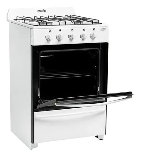 Cocina Escorial Master Classic A Gas Natural 4 Hornallas Blanca Puerta Con Visor Blanco