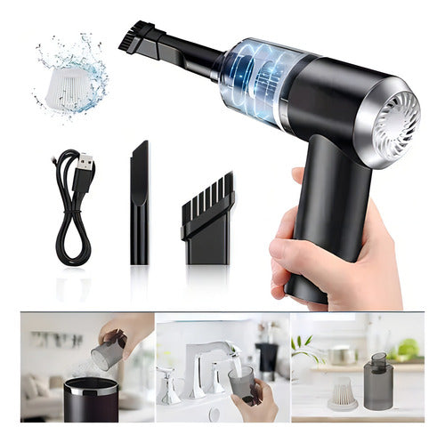 Mini Aspiradora Sopladora Portátil Usb Recargable 3 En 1 Col Color Negro
