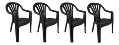 4 Sillas Plasticas Apilables H:100k Interiores Exteriores Tm Negro Lisa