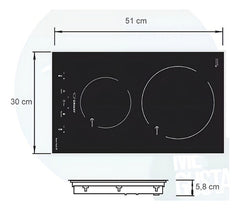 Anafe Inducción Empotrable Ormay Smart Cook I2 2 Focos Táctil 3600w Negro