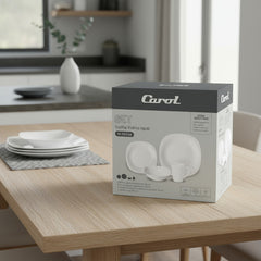 Juego Vajilla De 16 Piezas Carol Cuadrado Playo Postre Jarro Blanco Cuadrado