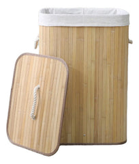 Canasto Cesto Ropa Sucia Tapa Bambu Organizador Grande Color Marrón