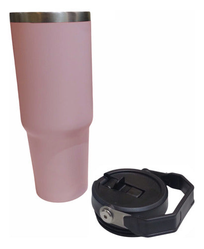 Vaso Termico Acero Inox Frio Calor Manija 900ml Tm Rosa Liso