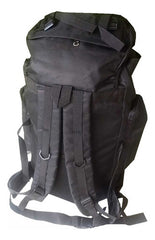 Mochila Camping Trekking 90l Negra Mochilera Tela Oxford Bolsillos Negro Sintético