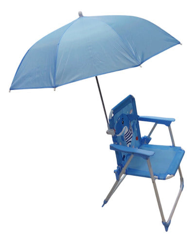 Silla Reposera Niños Sombrilla Plegable Celeste De 1 A 3años Celeste