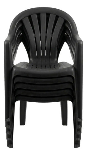 10 Sillas Plasticas Apilables H100k Interiores Exteriores Tm Negro Lisa