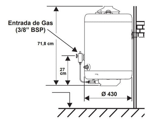 Termotanque A Gas De Carga Superior Ecotermo Populi 45lts Blanco