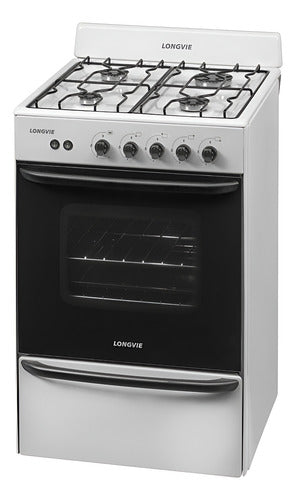 Cocina A Gas Longvie 12331b 56cm Blanca Cajón Parrilla Blanco