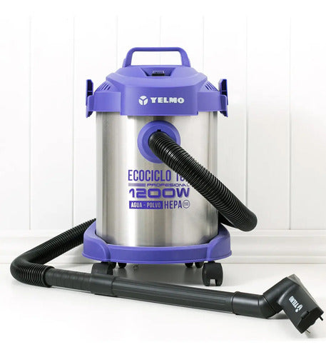 Aspiradora De Tacho Yelmo Ecociclo 16l As-3314 Plateada E Índigo 50hz Plateado/índigo