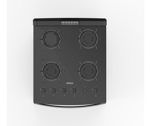 Cocina Multigas Atma Ccmo56n Mesada Vidrio Templado 56cm Negro