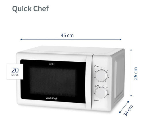 Microondas Mecánico Bgh Quick Chef B120m20i 20l 6 Nivel 700w