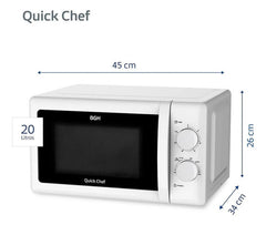 Microondas Mecánico Bgh Quick Chef B120m20i 20l 6 Nivel 700w