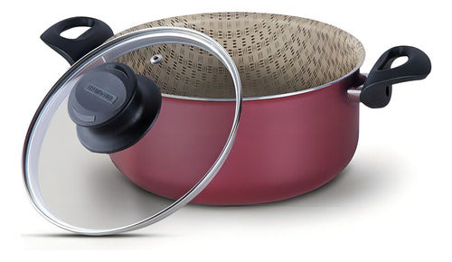 Juego De Ollas Teflon Antiadherente 4 Piezas Tramontina Color Rojo