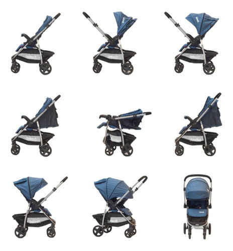 Cochecito De Paseo Bebesit 1390d Azul Manillar Rebatible Cts - Azul - Plateado
