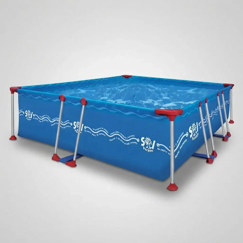 Pileta De Lona Estructural Sol De Verano S300 4600 Litros 3x2.2 M Rectangular Azul Olas