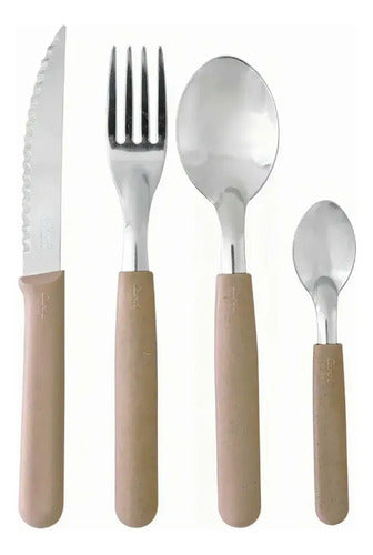 Juego De Cubiertos Carol X 24 Acero Inox + Cilindro Areia Beige Areia