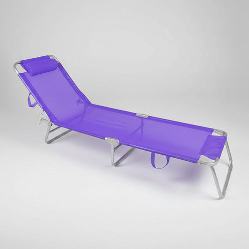 Reposera Cama Plegable Reclinable Aluminio Botafogo Violeta Violeta