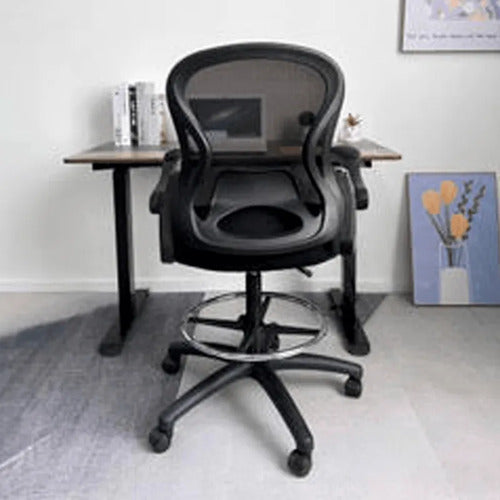 Silla Alta Onebox Ob-sm1 Para Mostrador Apoya Pies Cromado Negro