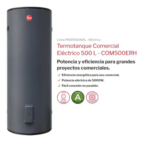 Termotanque Electrico Comercial Rheem Com500erh De 500lts Negro