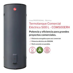 Termotanque Electrico Comercial Rheem Com500erh De 500lts Negro