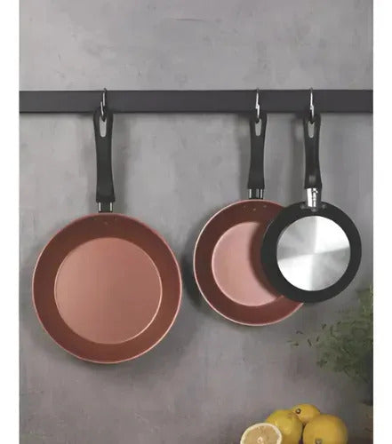 Juego De Sartenes 3 Piezas Michigan Linz Teflon Tramontina Antiadherente Negro