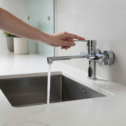 Grifería De Pared Monocomando Cocina Fv 406/b5 Puelo Cromo Cromo Cromado