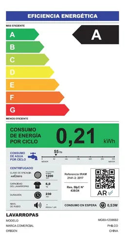 Lavarropas Philco 6 Kg Carga Frontal Inverter Blanco
