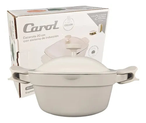 Cacerola Cuadrada Tapa 20cm Carol Aluminio Fundido Induccion Color Tiza 10020 Fti