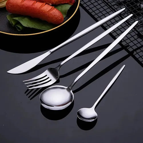 Set De Cubiertos Tm Juego X 24 Piezas Acero Inox Plata Gris