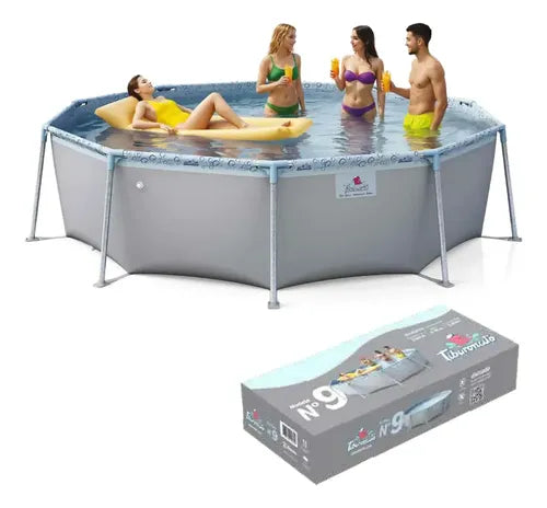 Pileta Piscina De Lona Tiburoncito N°9  5000l 300x70 Cm Gris Lisa