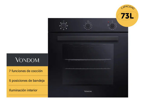 Horno Eléctrico Empotrable Vondom 60 Cm Capacidad 73 L Negro